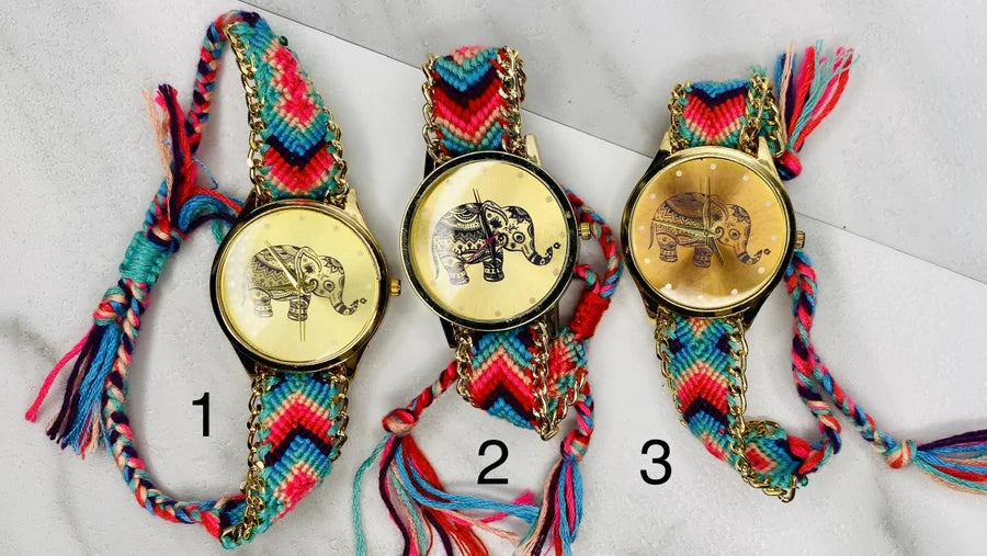 Woven Adjustable Elephant Watches