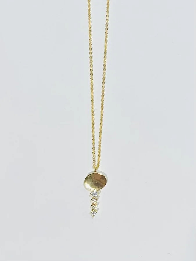 Sterling Silver Gold Plated Cubic Zirconia Key Necklace - 16" +2