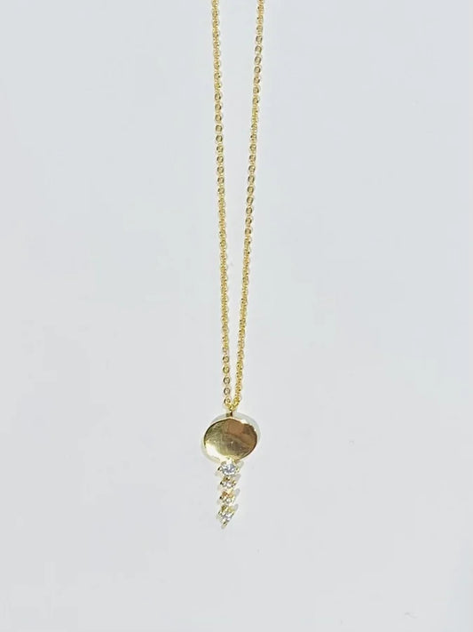 Sterling Silver Gold Plated Cubic Zirconia Key Necklace - 16" +2
