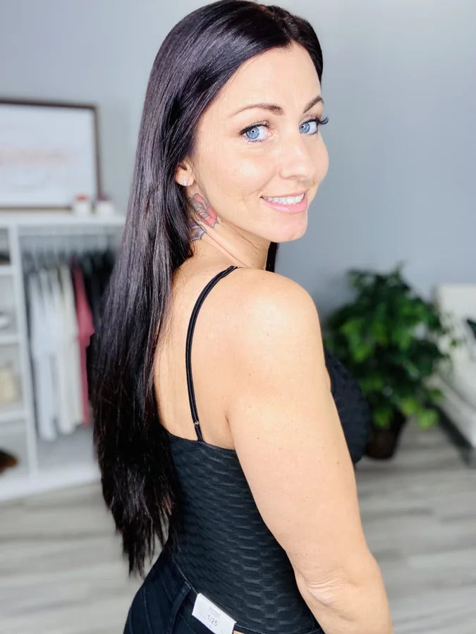 Reg/Plus Black Textured Bodysuit