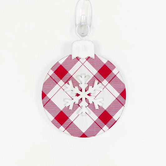 Red & White Snowflake Wooden Ornament