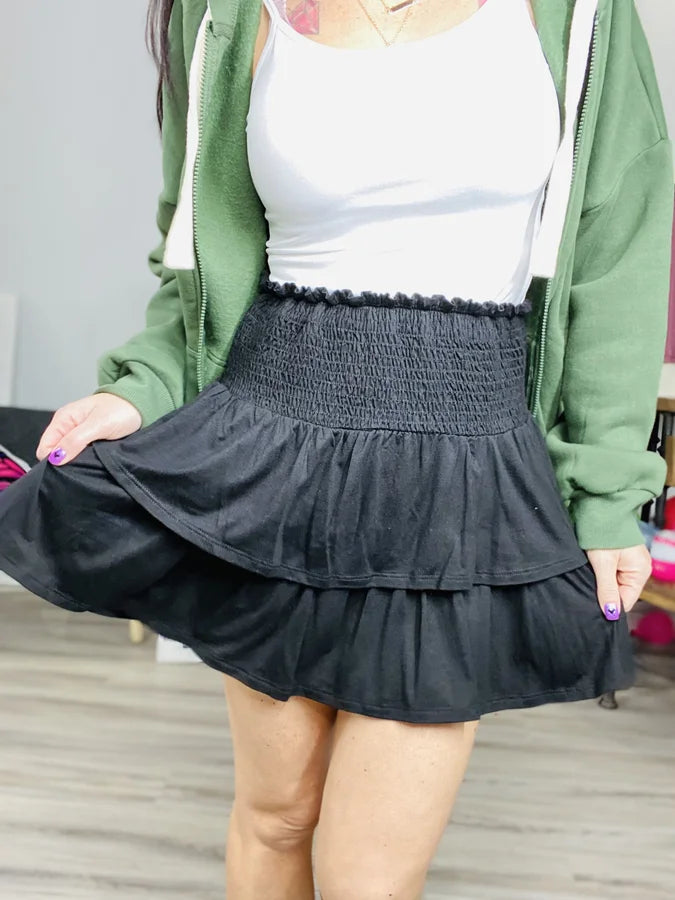 Reg/Plus Black Layered Skirt