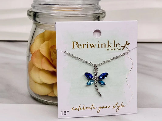 Blue Crystal Dragonfly Necklace by Periwinkle