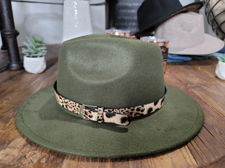 Wool Fashion Fedora - Olive