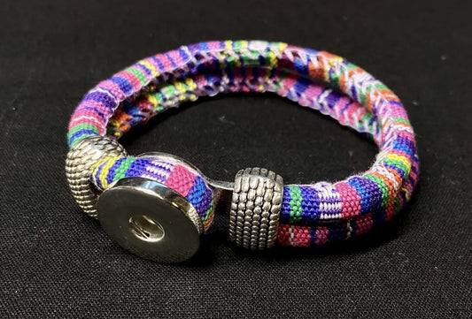 Purple Multi-Colored Woven Snap Bracelet