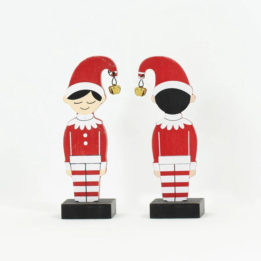 Small Elf Wooden Cutout on Stand (2 Styles)
