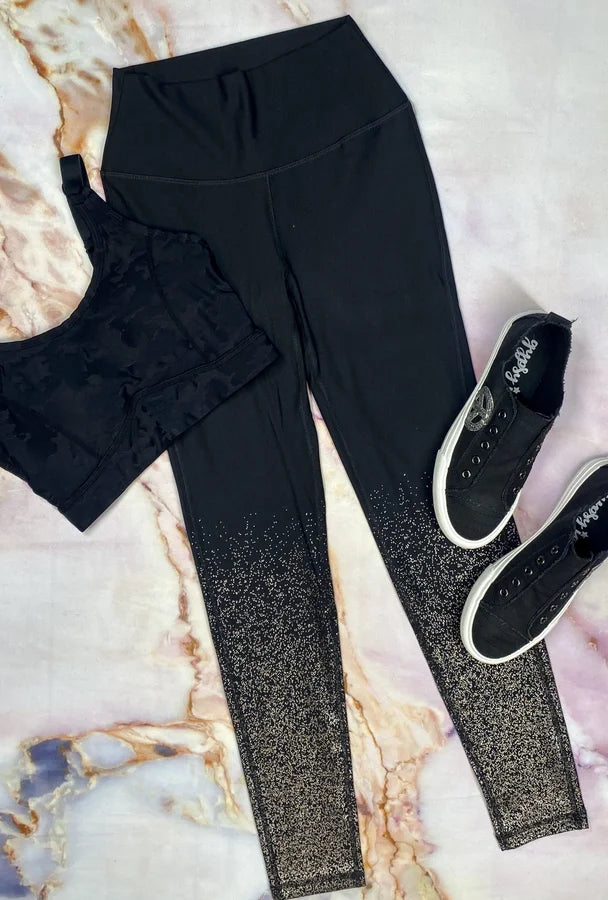 Mono B Black/Copper Foil Raindrop High-Waisted Leggings