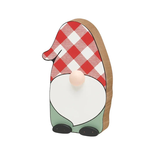 Wooden Red/White Plaid Gnome