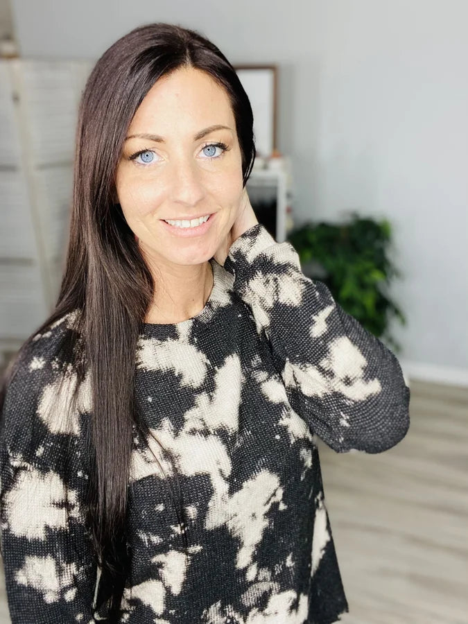 Reg. Charcoal/Taupe Thermal Knit Long Sleeve Top
