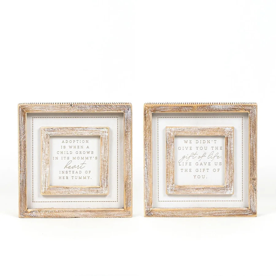 "Adoption"/"Gift of Life" Wooden Framed Sign - Reversible