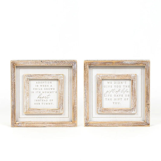 "Adoption"/"Gift of Life" Wooden Framed Sign - Reversible
