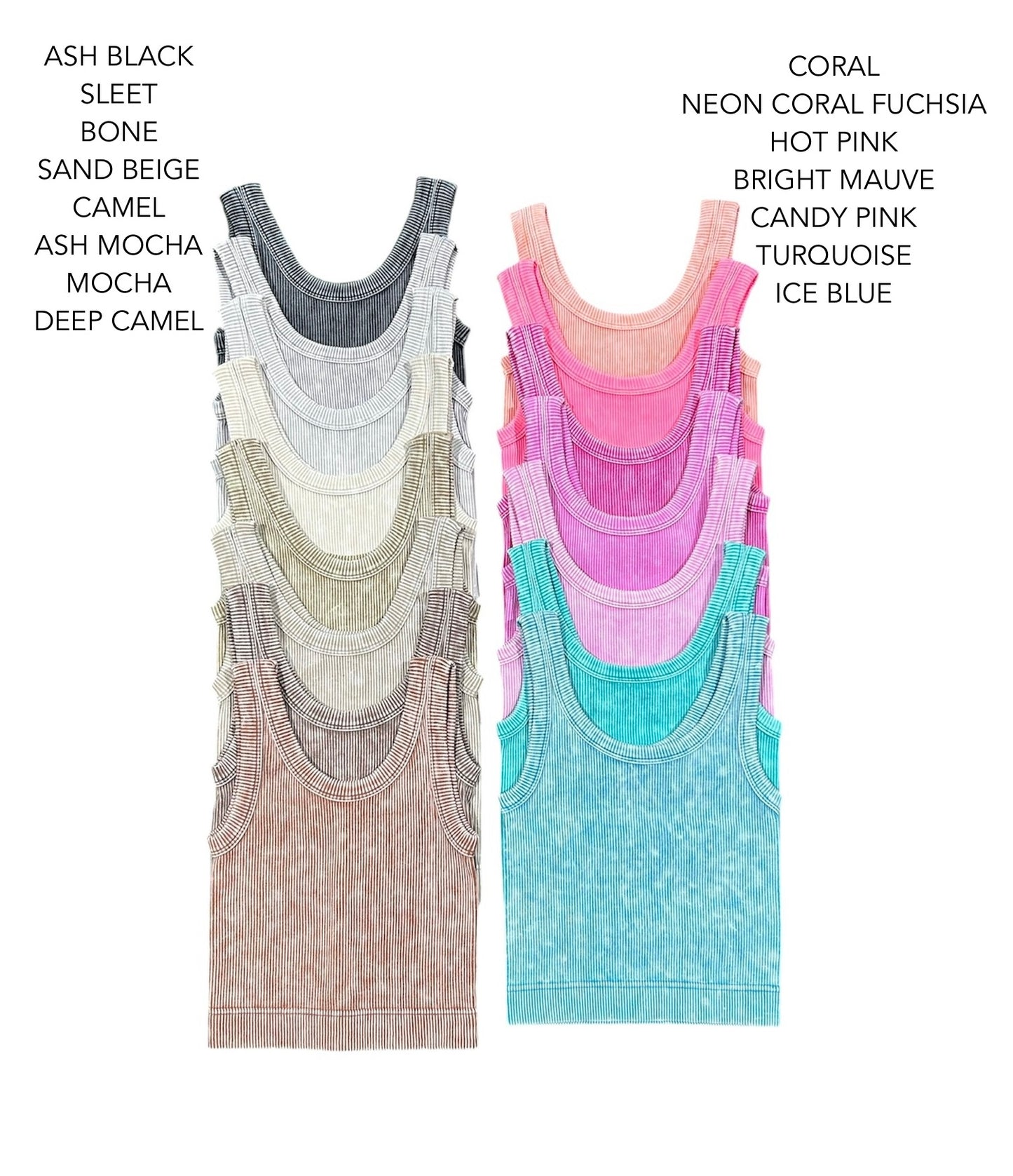 "Greta" Washed Ribbed Cropped Tank Top/Brami (Multiple Colors)