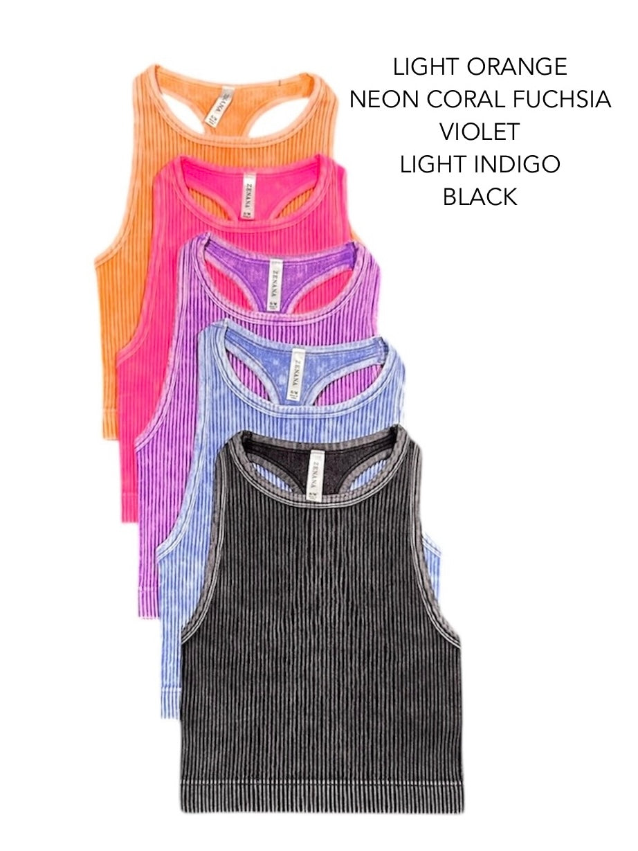 "Bella" Washed Ribbed Racerback Brami (Multiple Colors)