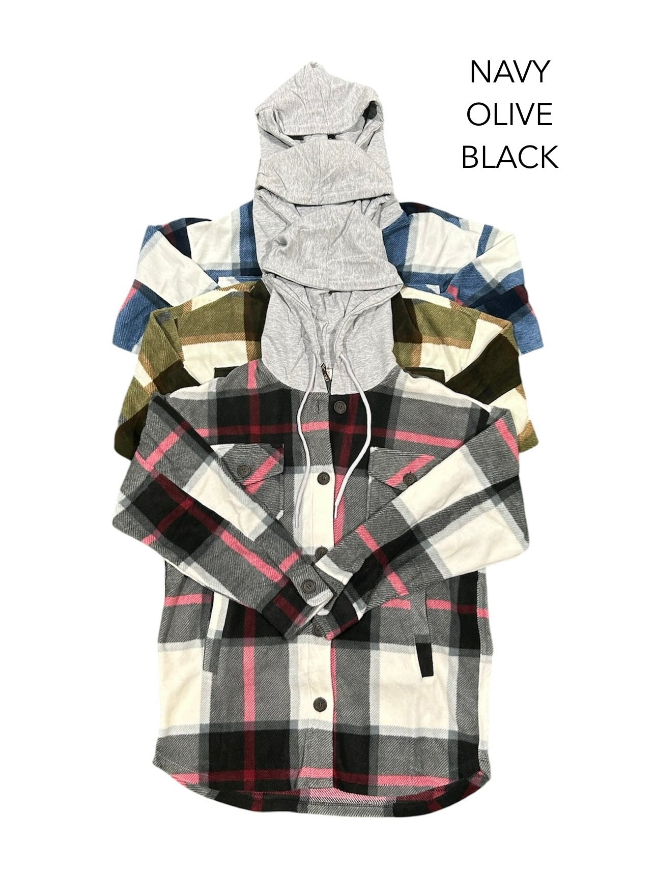 "Check It Out" Plaid Hoodie Shacket (Multiple Colors)