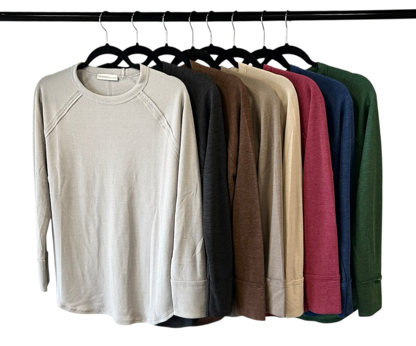 "Take Another Look" Waffle Knit Long Sleeve Top (Multiple Colors)