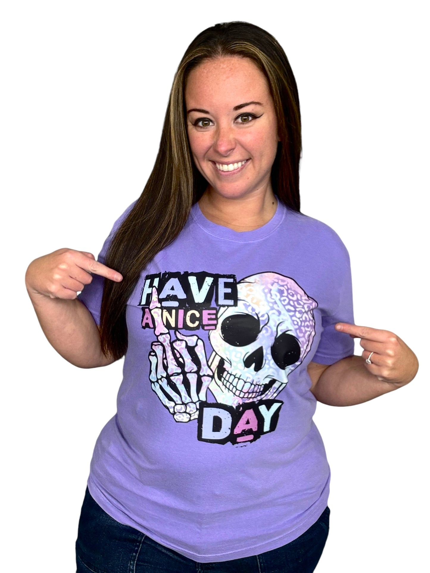 "Have a Nice Day Cheetah Skull" Short Sleeve/Hoodie
