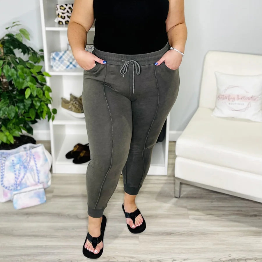 Reg/Plus Dark Olive Washed Joggers
