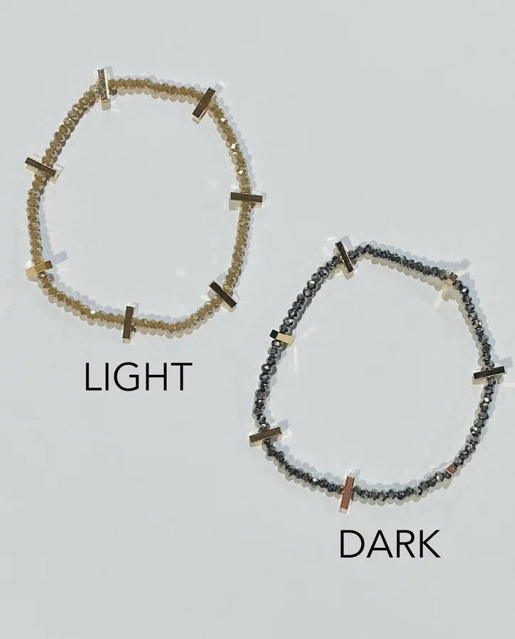 Faceted Bead Bracelet w/ Gold Bar Detail