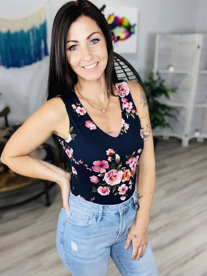 Pink Petal Sleeveless Bodysuit - Reg/Plus