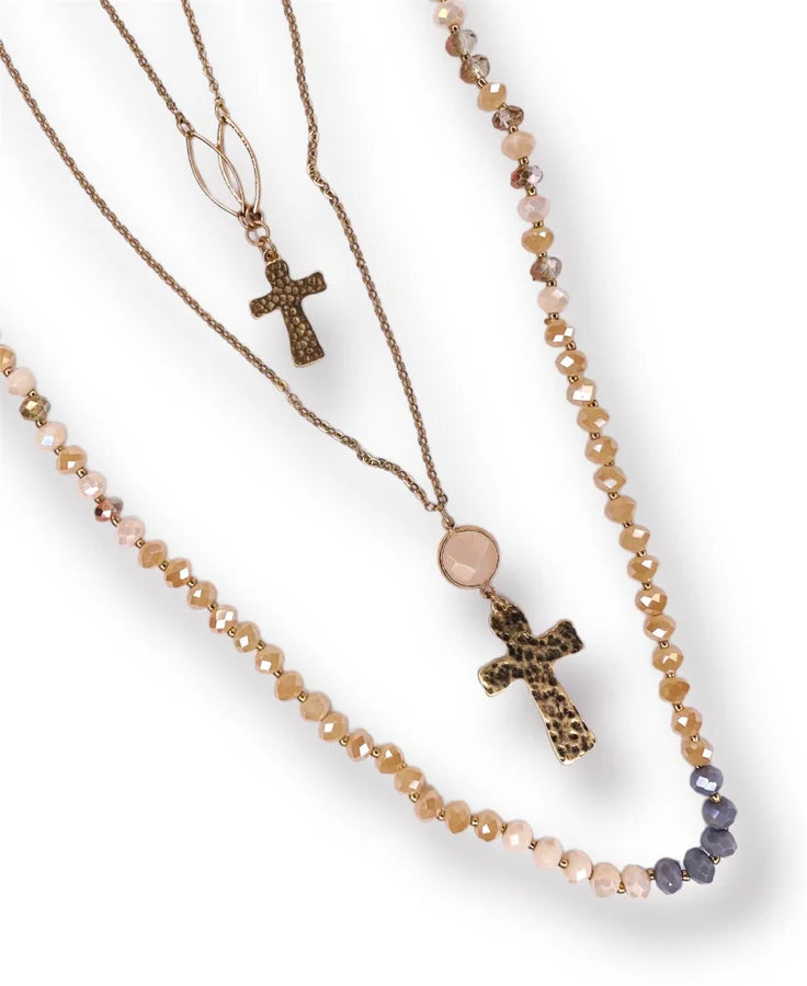 3 In 1 Beaded Cross Necklace
