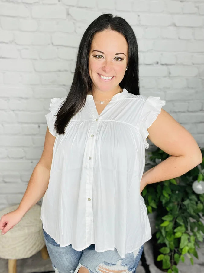 "Dress to Impress" White Ruffled Top