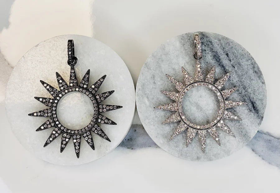 Pave Crystal Sun Pendants (Medium)