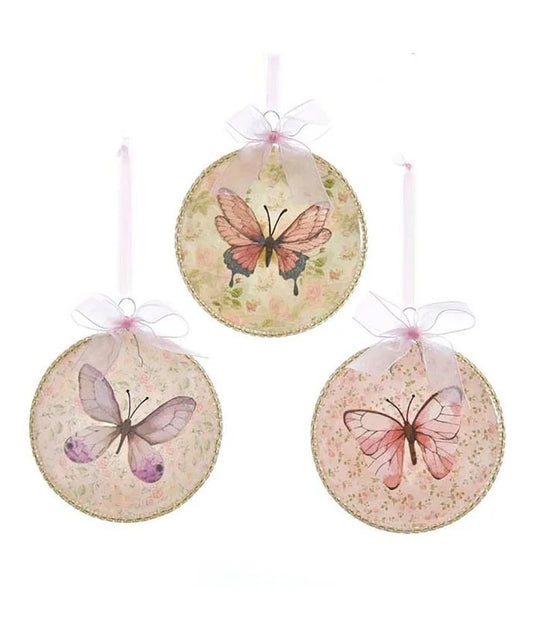 Blush Boho Chic Butterfly & Flower Patterned Ornaments (Multiple Colors)