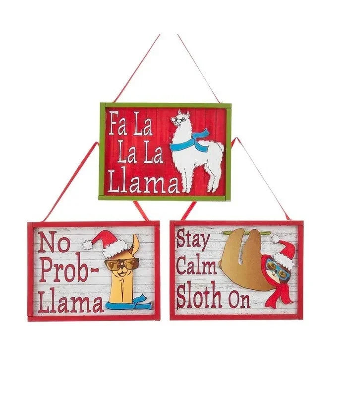 Cool Yule Sloth & Llama Framed Ornaments (Multiple Styles)