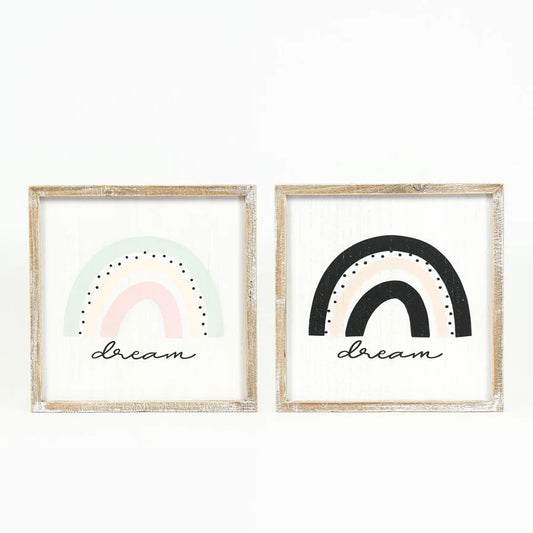 "Dream" Wooden Framed Sign - Reversible