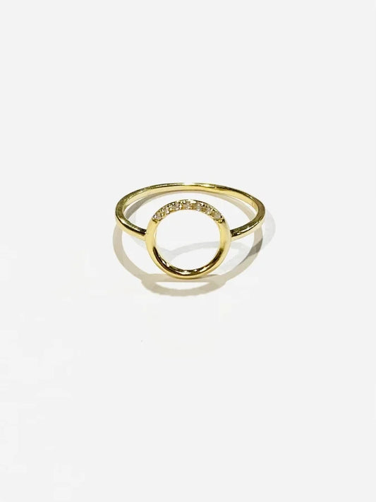 Sterling Silver Gold Plated Circle Ring