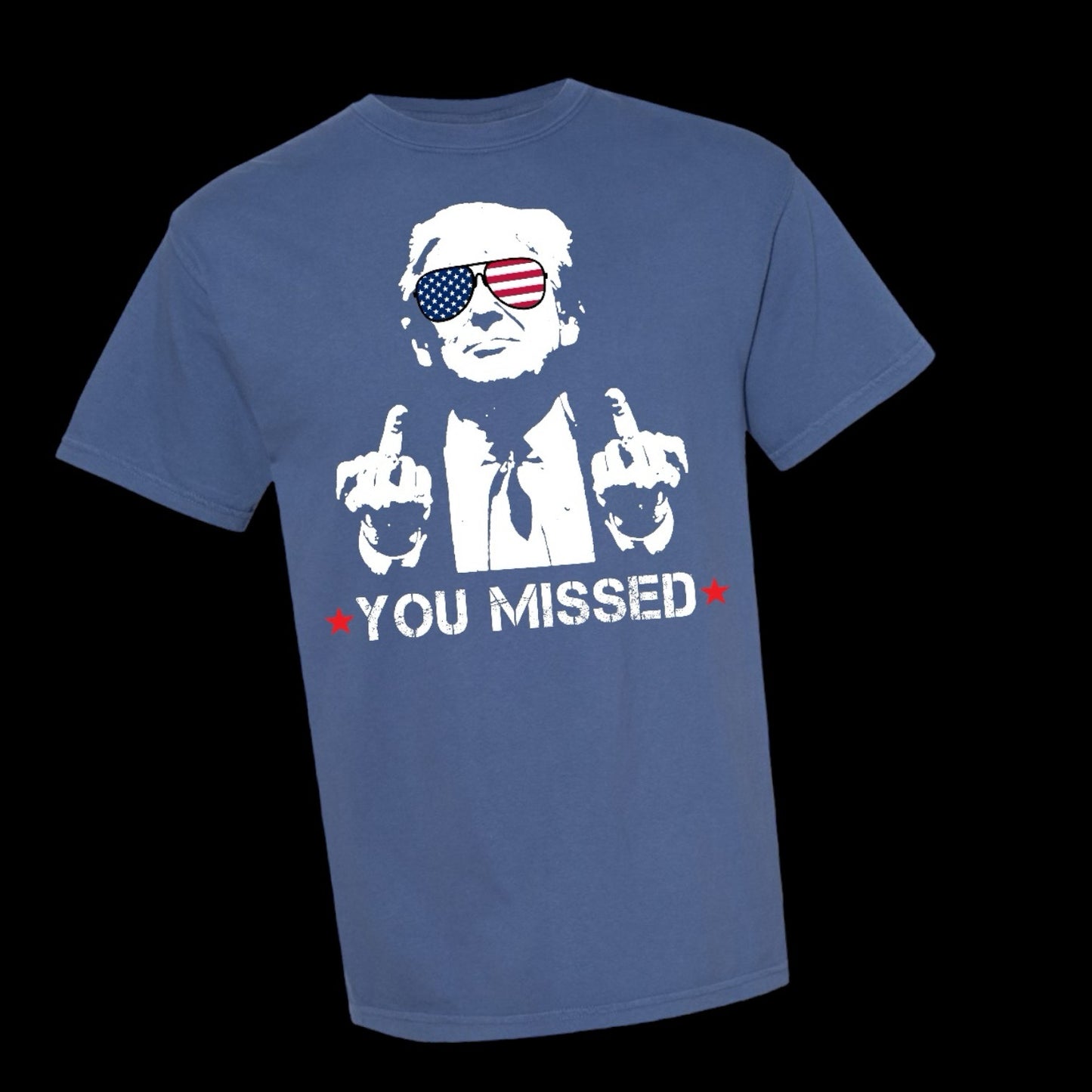 "You Missed" Front Print Short Sleeve T Shirt