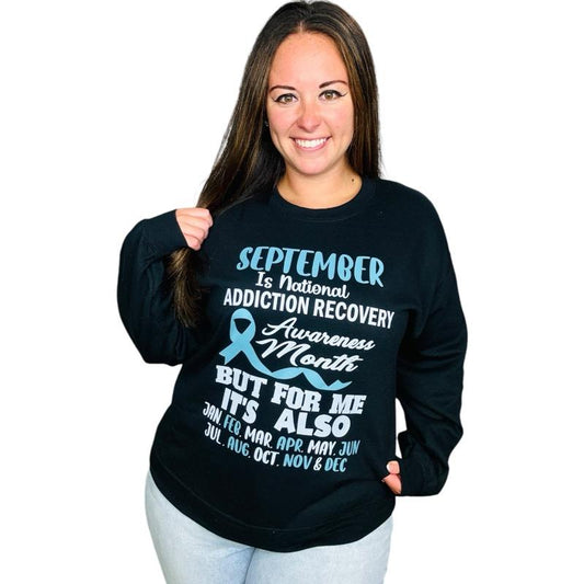 "September" (White Ink) Graphic Crewneck Sweatshirt