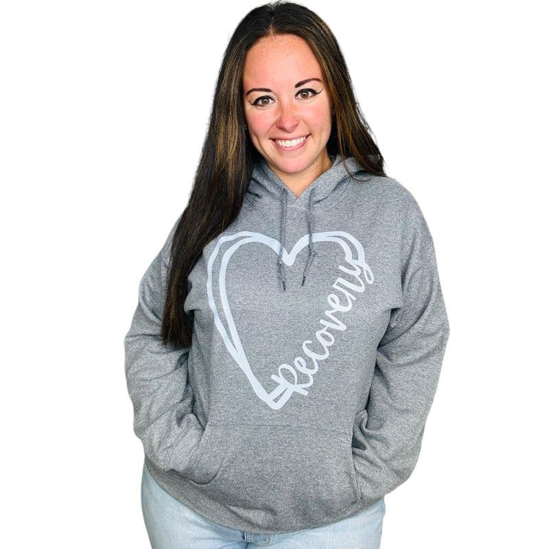 "Recovery Heart" (White Ink) Graphic Short Sleeve T-Shirt/Hoodie/Crewneck Sweatshirt