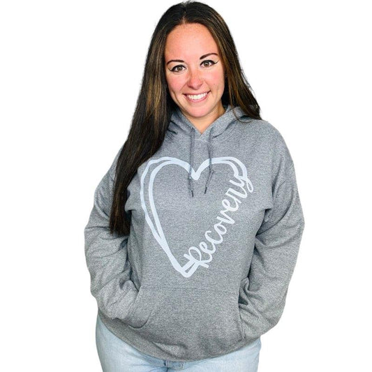 "Recovery Heart" (White Ink) Graphic Short Sleeve T-Shirt/Hoodie/Crewneck Sweatshirt