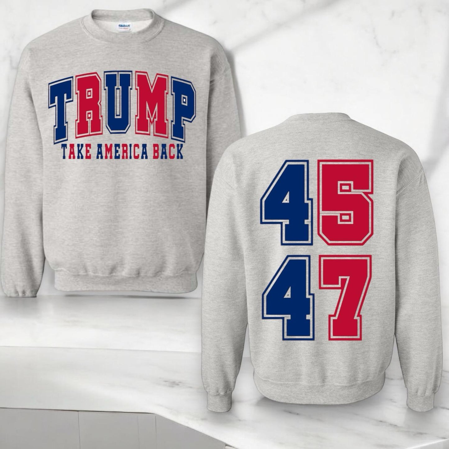 "Trump 45/47" Graphic Short Sleeve/Crewneck Sweatshirt