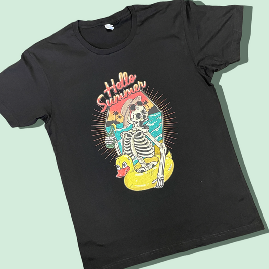 "Hello Summer Skeleton" Short Sleeve T Shirt