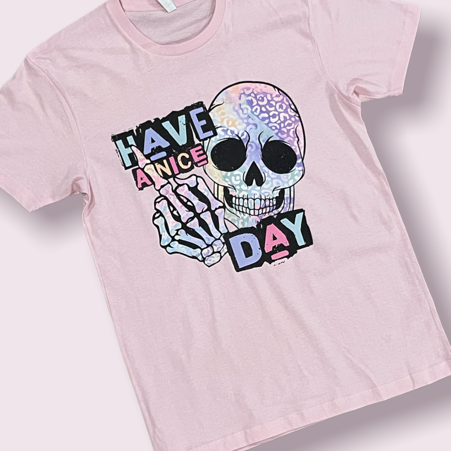 "Have a Nice Day Cheetah Skull" Short Sleeve/Hoodie