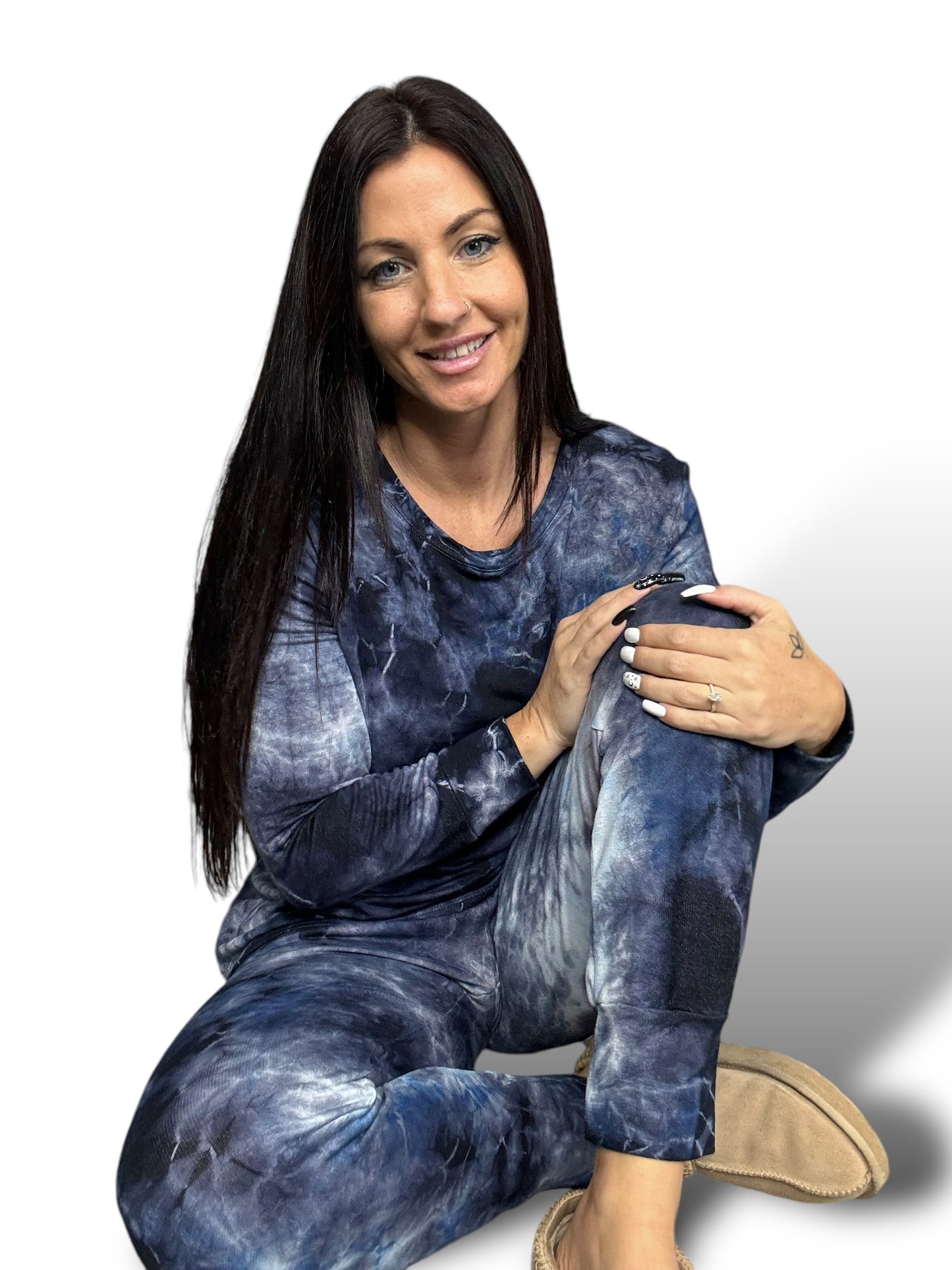 Navy Tie Dye Long Sleeve Top and Matching Joggers (Sold Separately)