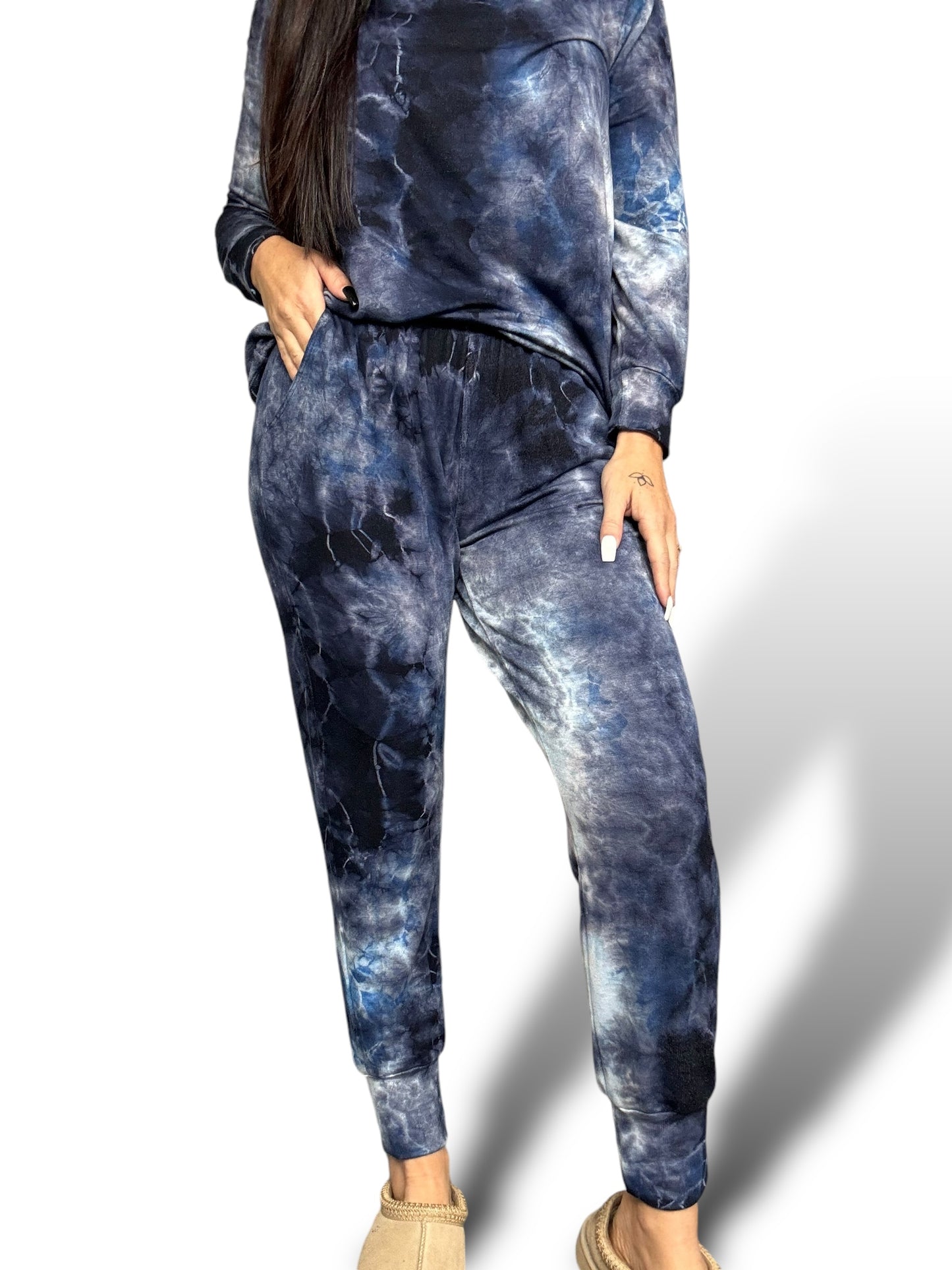 Navy Tie Dye Long Sleeve Top and Matching Joggers (Sold Separately)