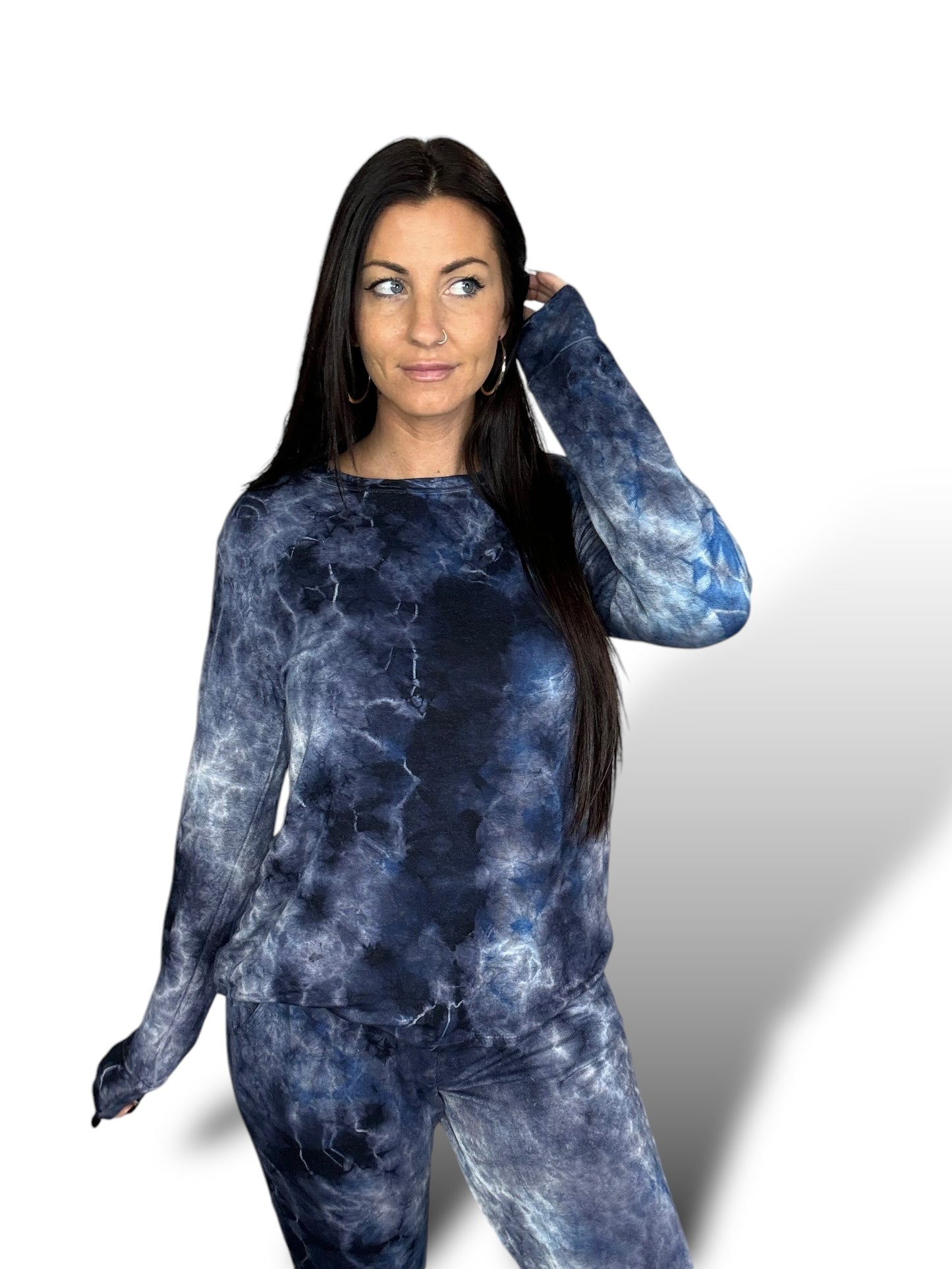 Navy Tie Dye Long Sleeve Top and Matching Joggers (Sold Separately)