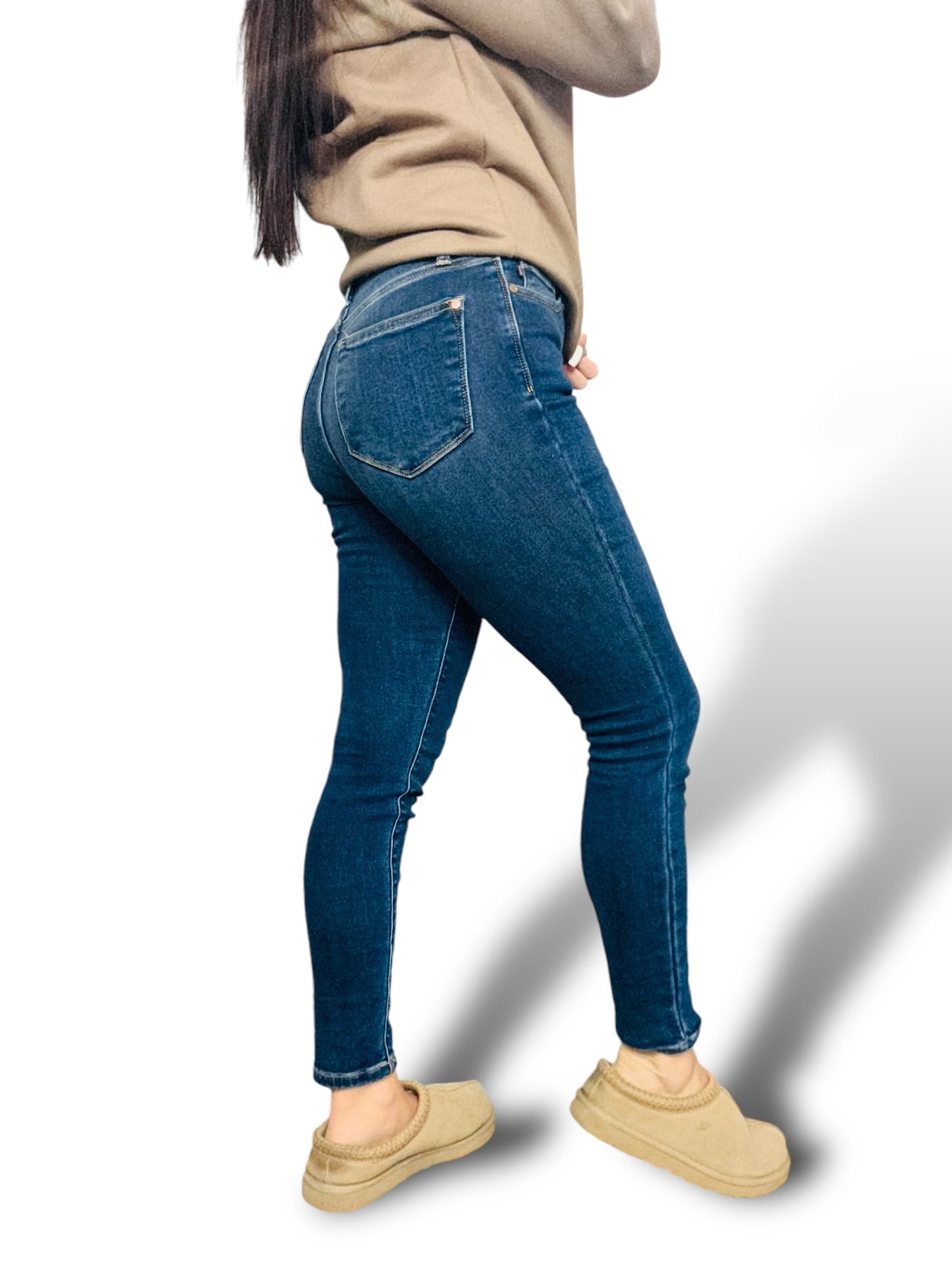 Judy Blue - "Kate" Medium Blue High-Waisted Thermal Skinny Jeans