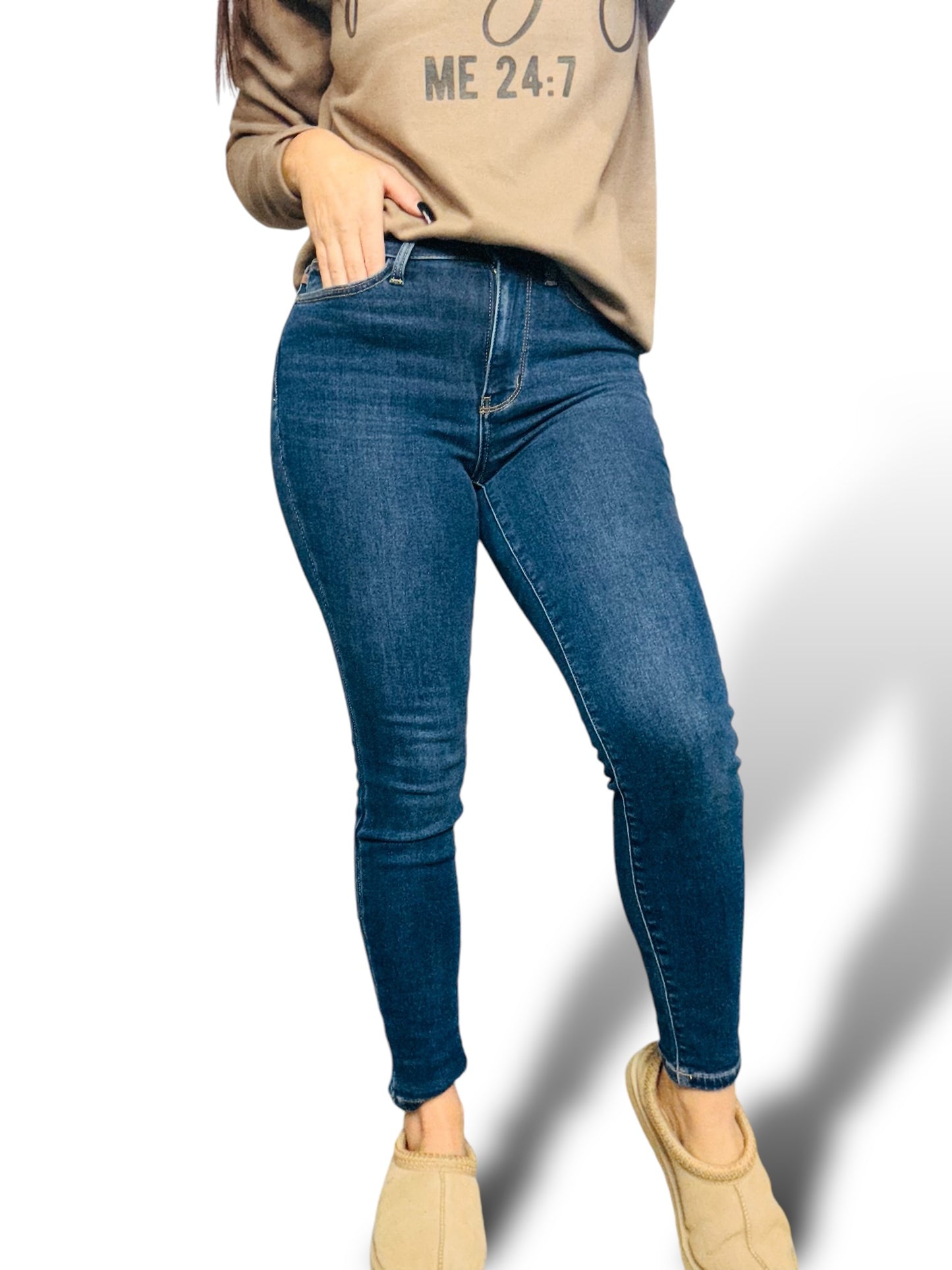 Judy Blue - "Kate" Medium Blue High-Waisted Thermal Skinny Jeans