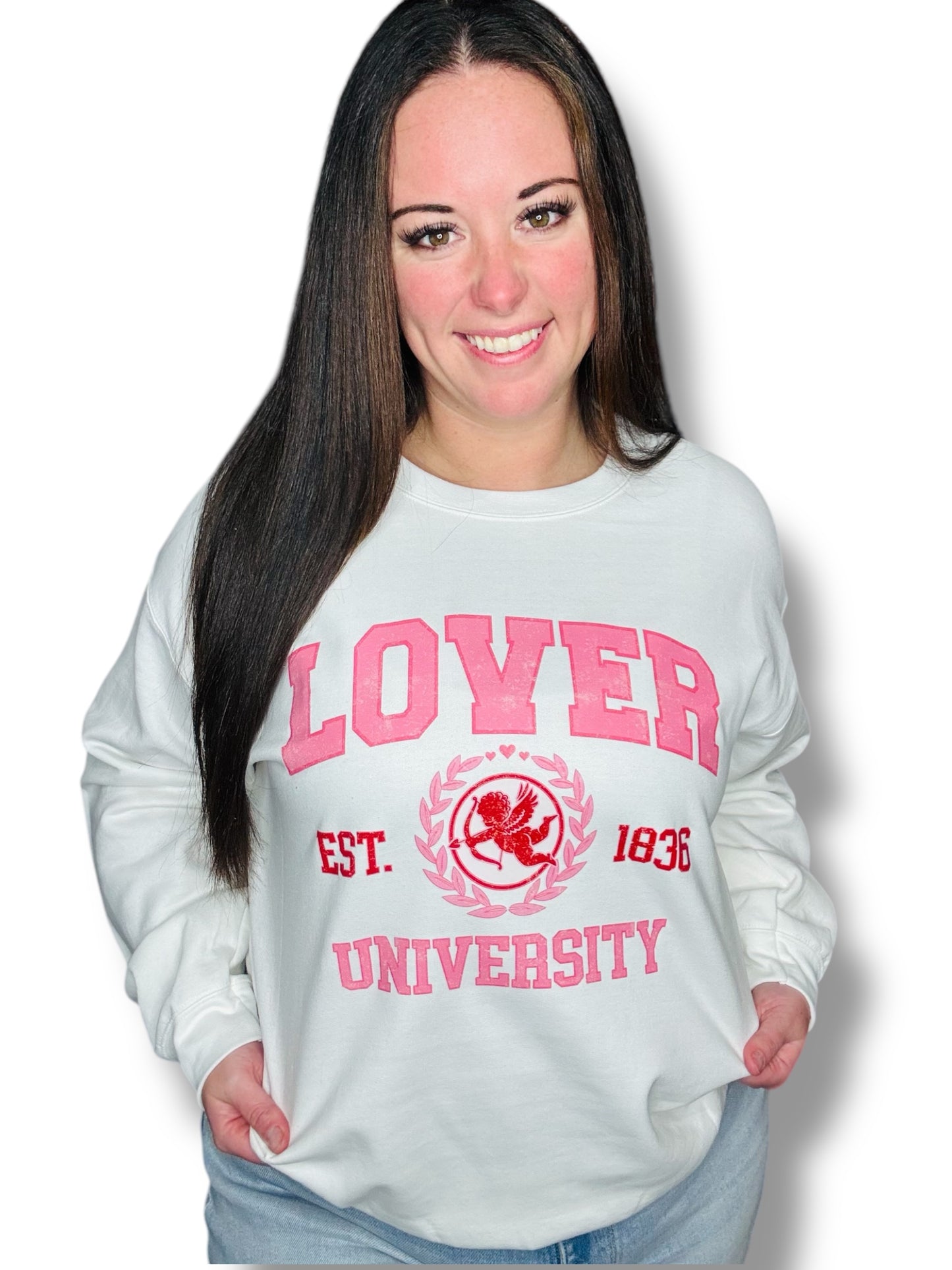 "Lover University" (Distressed Print) Short Sleeve/Crewneck Sweatshirt