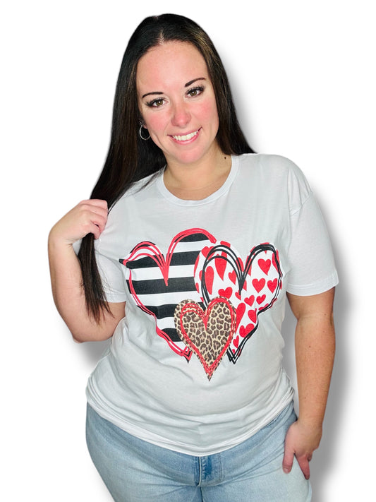 "Trio Hearts" Short Sleeve/Crewneck Sweatshirt