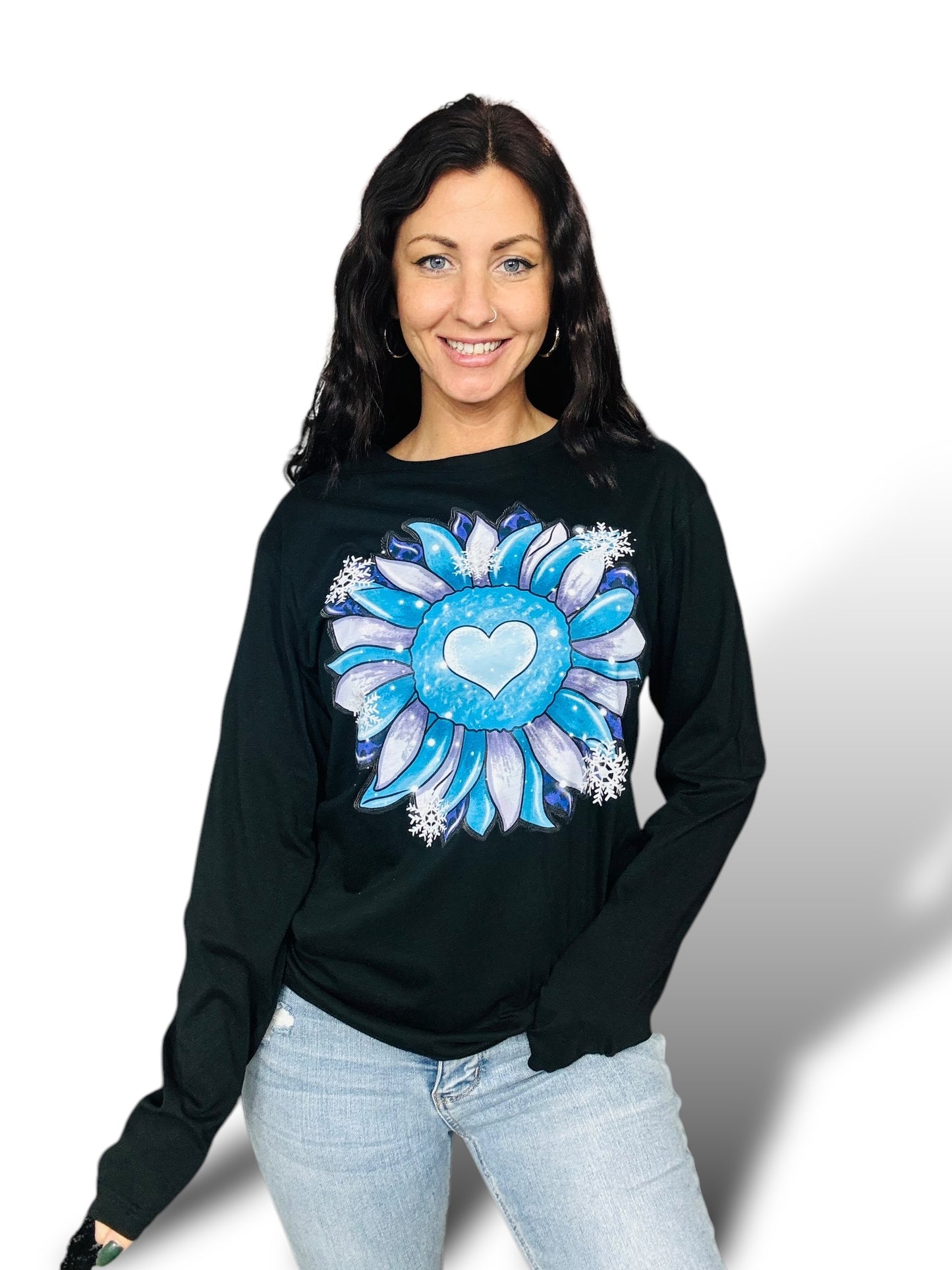 "Sunflower Frost" Graphic Short Sleeve/Crewneck Sweatshirt