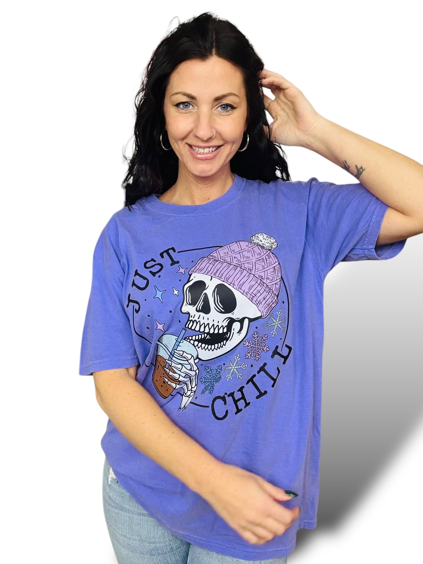 "Just Chill" Graphic Short Sleeve/Crewneck Sweatshirt