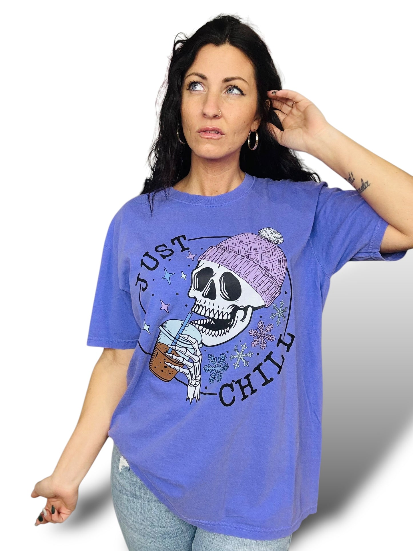 "Just Chill" Graphic Short Sleeve/Crewneck Sweatshirt