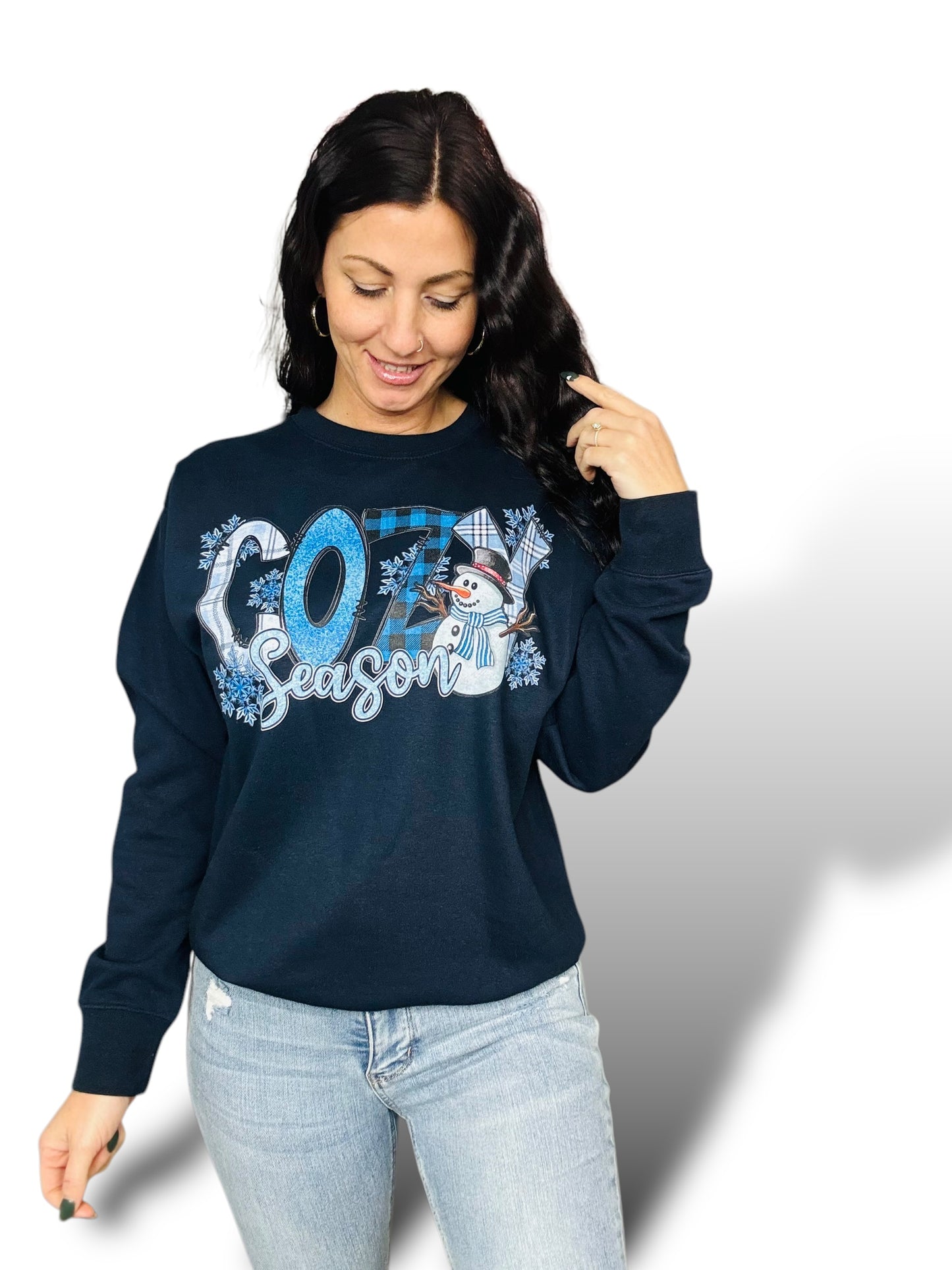 "Cozy Season" Navy Graphic Crewneck Sweatshirt