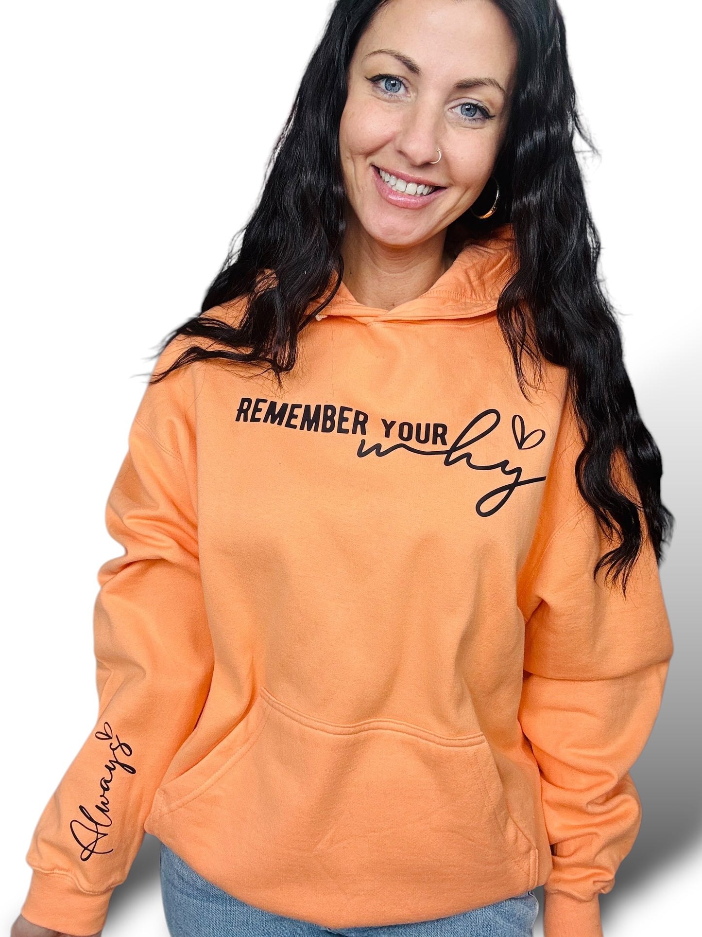 "Remember Your Why" Hoodie/Crewneck Sweatshirt with Sleeve Print