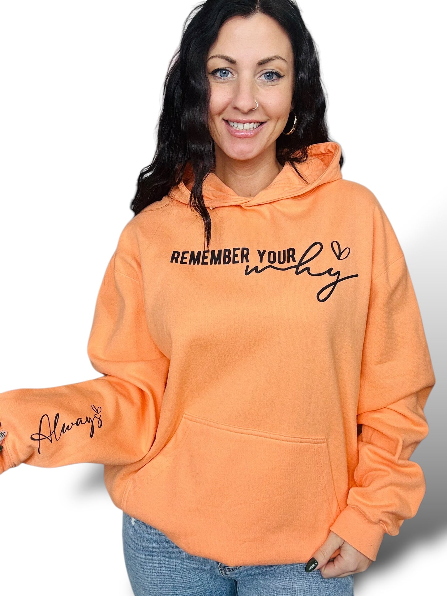 "Remember Your Why" Hoodie/Crewneck Sweatshirt with Sleeve Print